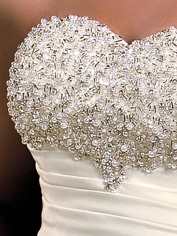 Vestido de tafetá deslumbrante Nuptial de Corpete Jeweled e Detail Ruched
