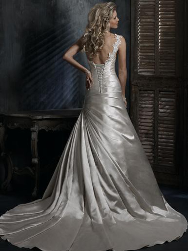 Satin One Shoulder A-Line Wedding Dress