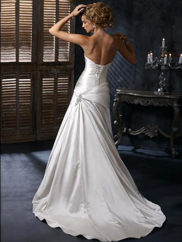 Special Satin Strapless A-Line Wedding Dress