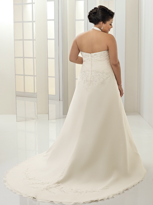 A-Line with Embroidered Halter Neckline Perfect Wedding Dress