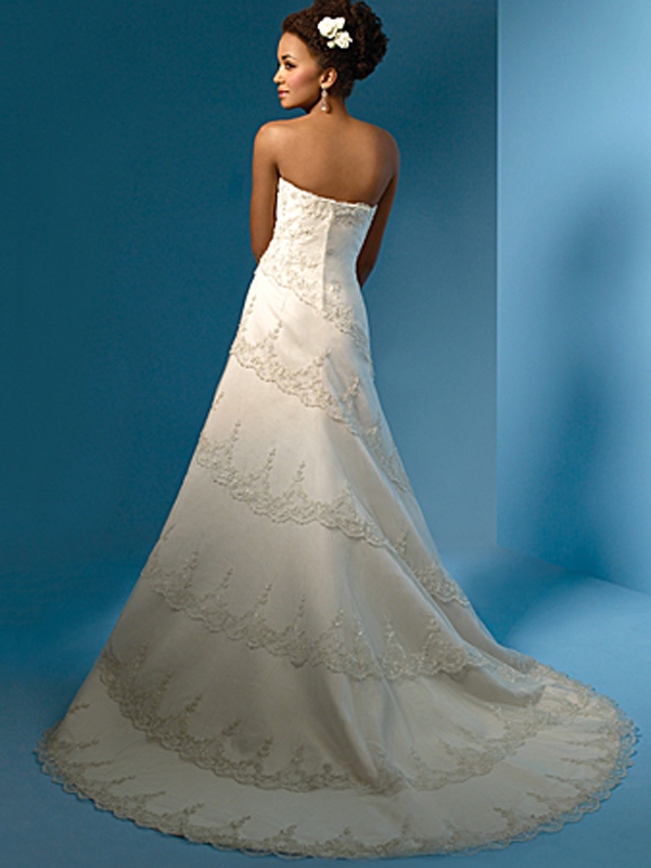 Plain -Dyed Strapless Laced Kleid für die Hochzeit