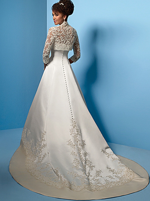 Cinderella A-Line Gown of Metallic Embroidery and Matching Jacket