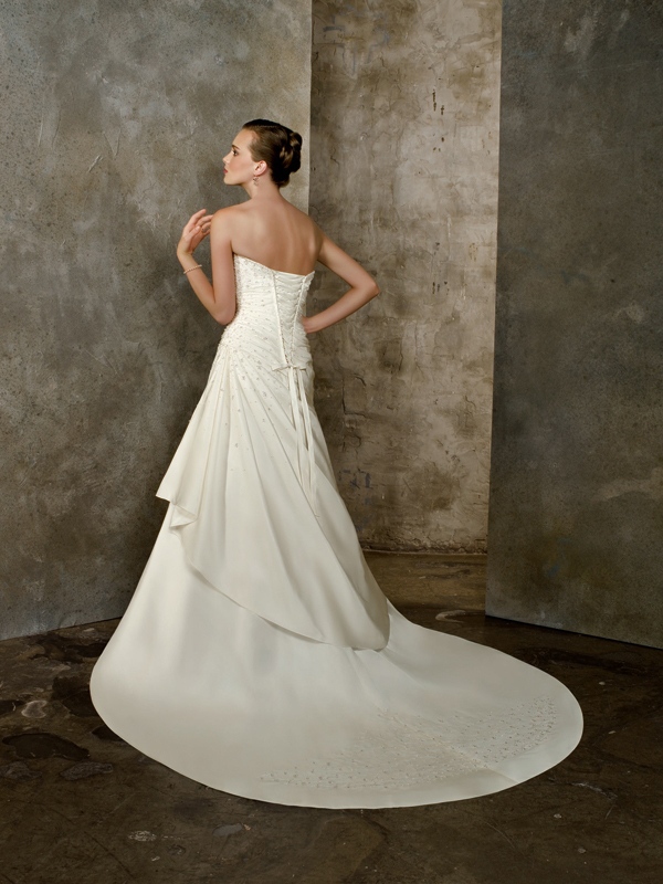 A-Line with Lace-Up Closure And Shiny Beading Wedding Dress