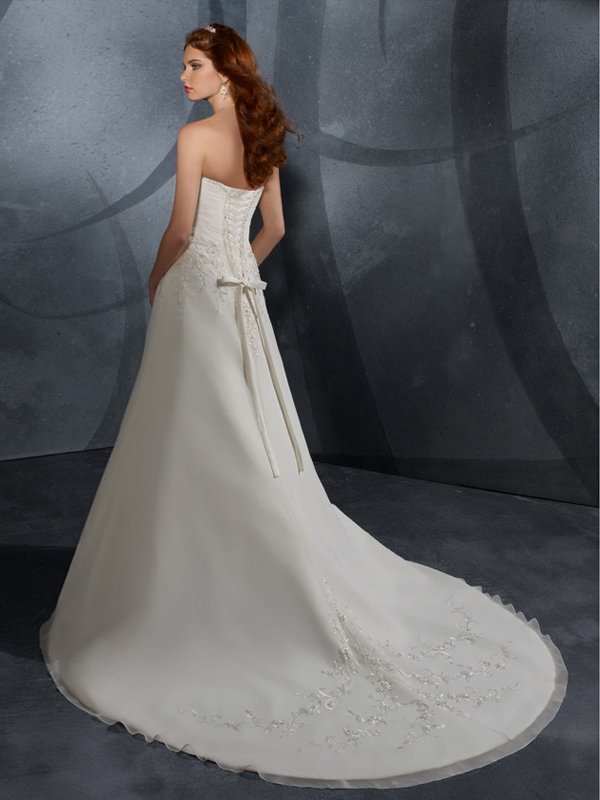 A-Line With Embroidered and Empire Waistline Wedding Dress