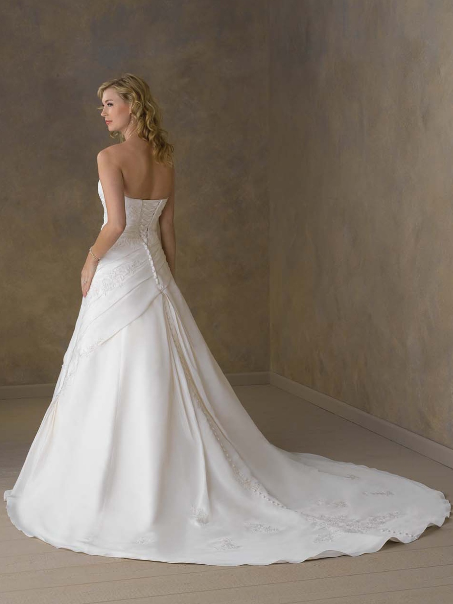 A-Line Strapless Taffeta Wedding Dress