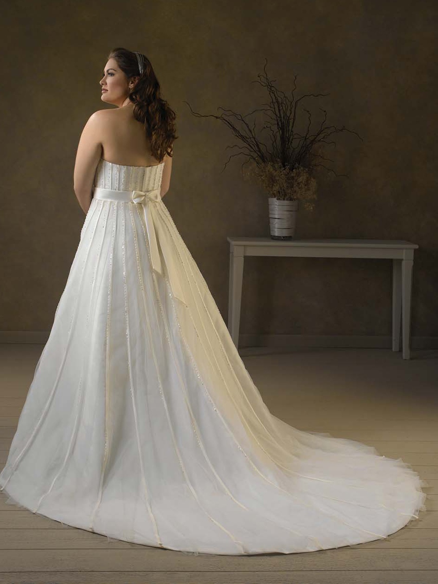 A-Line senza spalline in tulle plus size abito da sposa