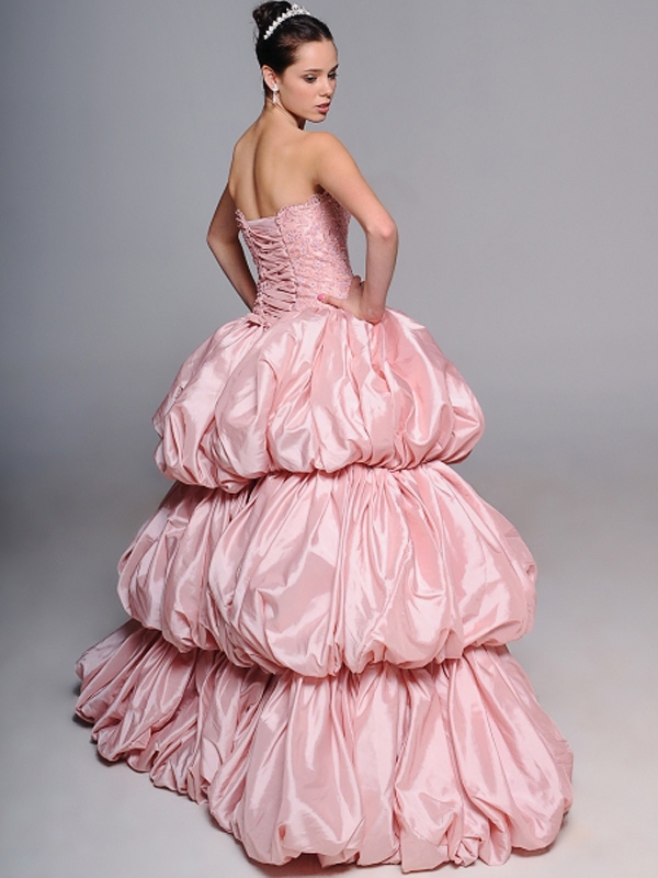 Романтический розовый бальное платье без бретелек Бисероплетение Вышивка тафта свадебное платье