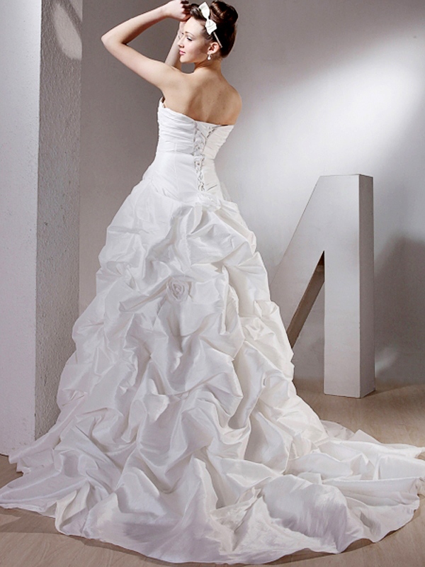 Legendary Pick-Up Taffeta Gown of Sweetheart Design and Floral