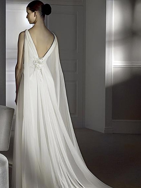Pure White-Line In развертки Свадебное платье поезд