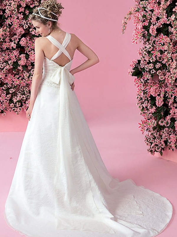 A-Line With Crisscross Closure White Wedding Dress