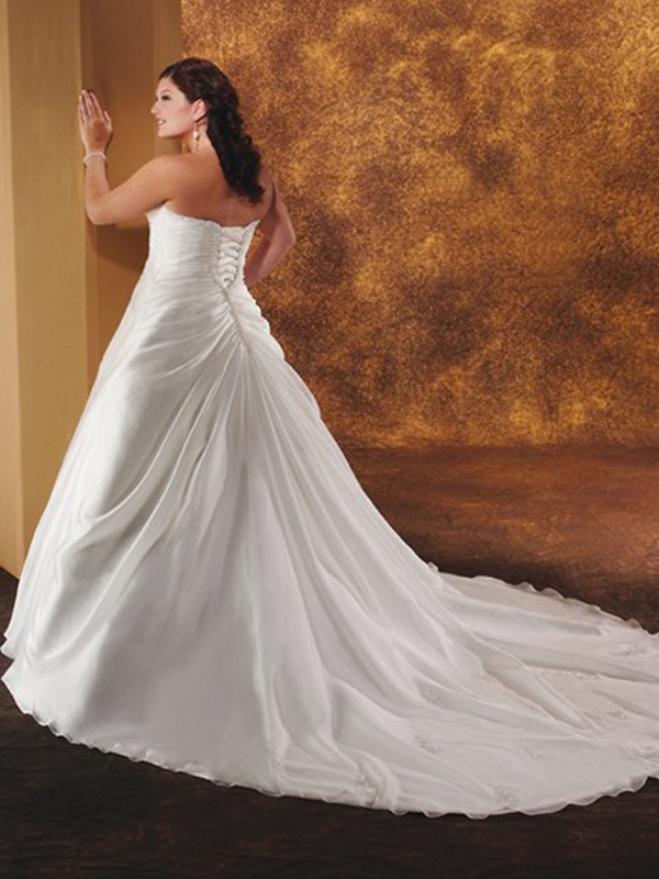 A-Line Strapless Lace-Up shirring plus size abito da sposa