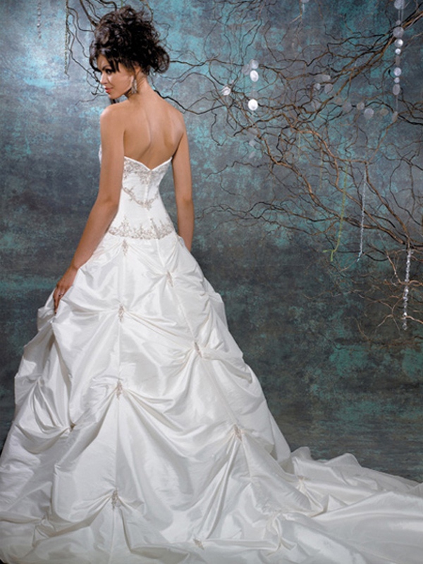 Шикарный без бретелек атласная бальное платье тафта свадебное платье