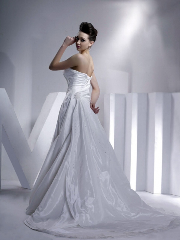 White with Strapless Neckline in Chapel Train Fabulous Wedding Dress