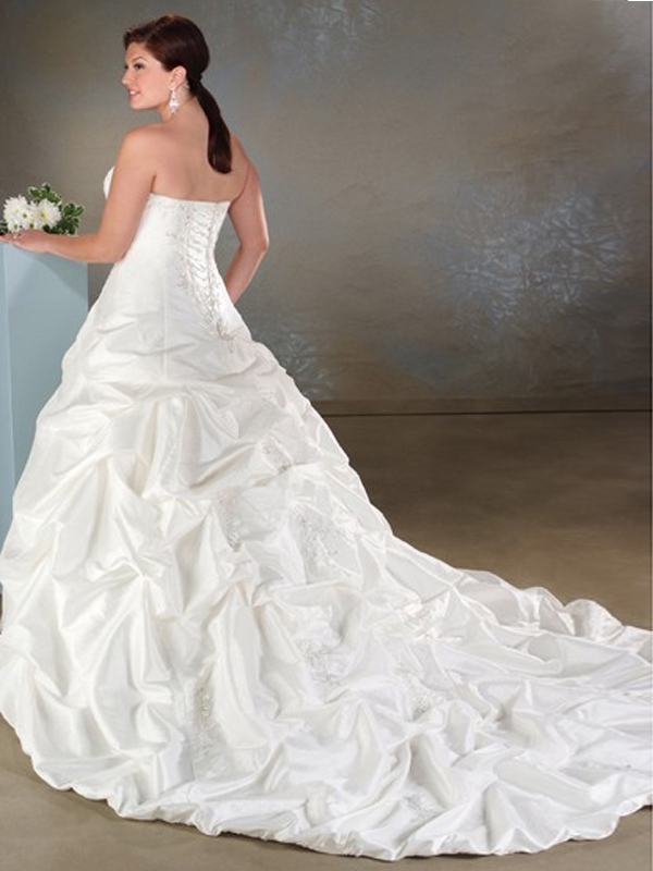 A-Line Strapless Lace-Up And Pick-Up taffettà abito da sposa