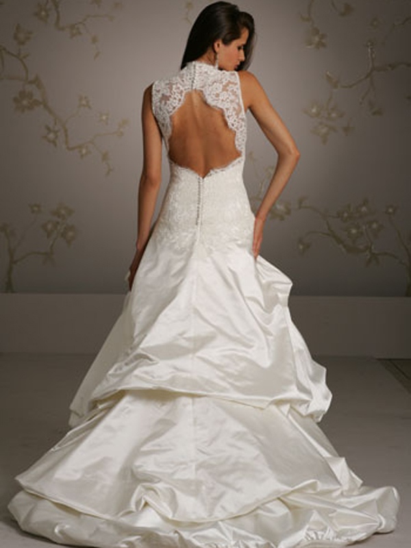 Изящные Pick-Up атласная Свадебное платье из Laced Bodice