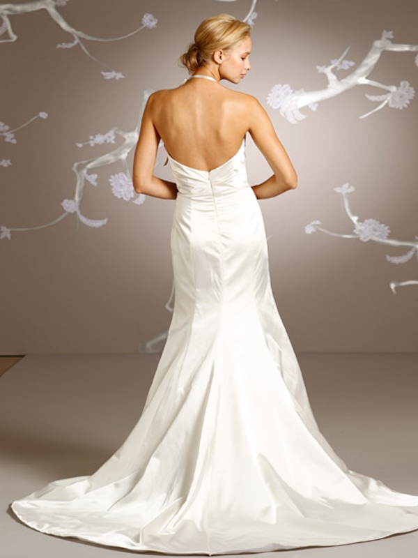 Couture senza spalline Ivory Wedding Gown Satin di Silhouette Tromba