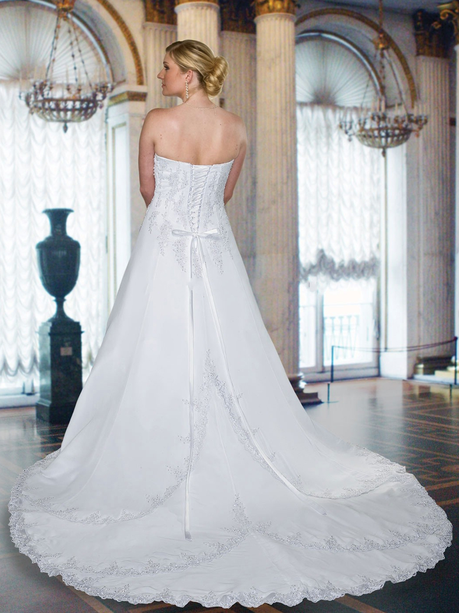 Chiffon A-Line Gown with Strapless Sweetheart Neckline Wrap Waist Wedding Dresses