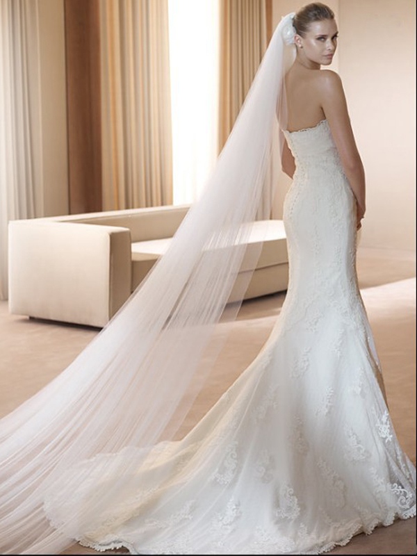 Vestido de sirena escote elegante vestido de boda de organza