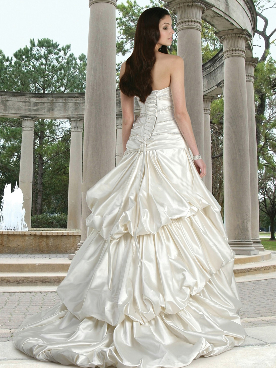 Taffeta A-Line Gown with A Strapless Neckline And A Pleated Bodice With Beaded Embroidery Dress