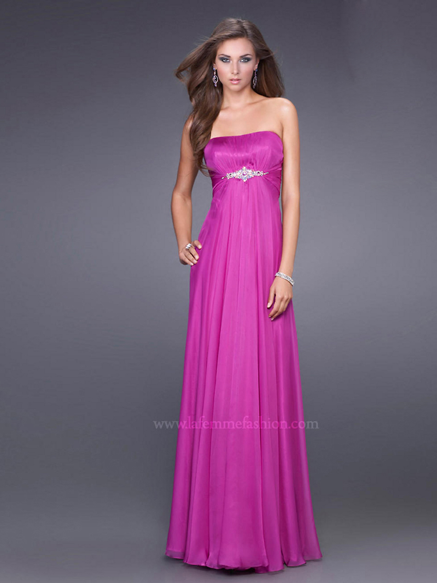Dark Royal Blue Chiffon Strapless Neckline Sleeveless Floor-Length Prom Dress