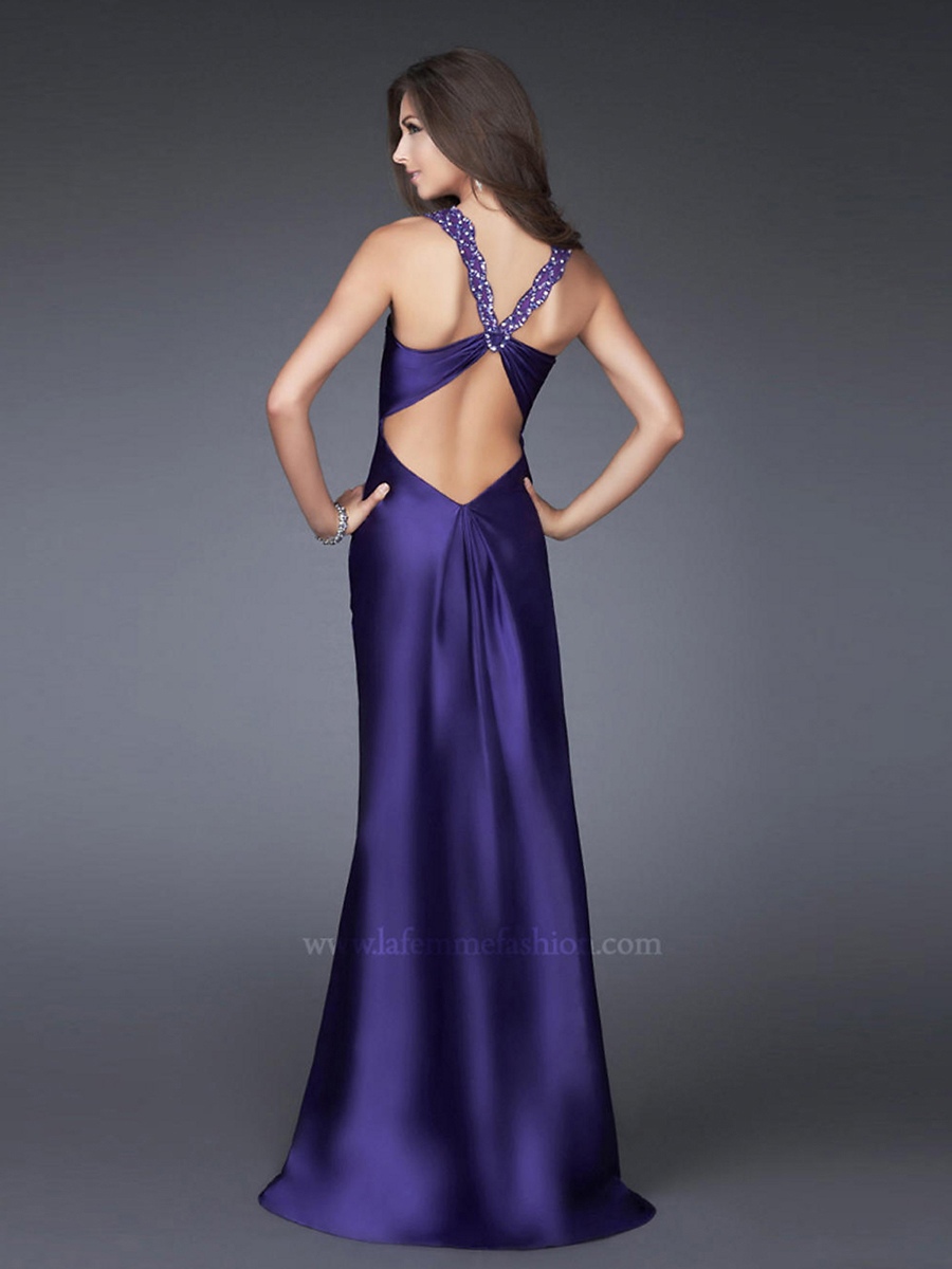 Regency Satin Beaded Halter Sweetheart Neckline Sleeveless Floor-Length Side Slit Evening Dress