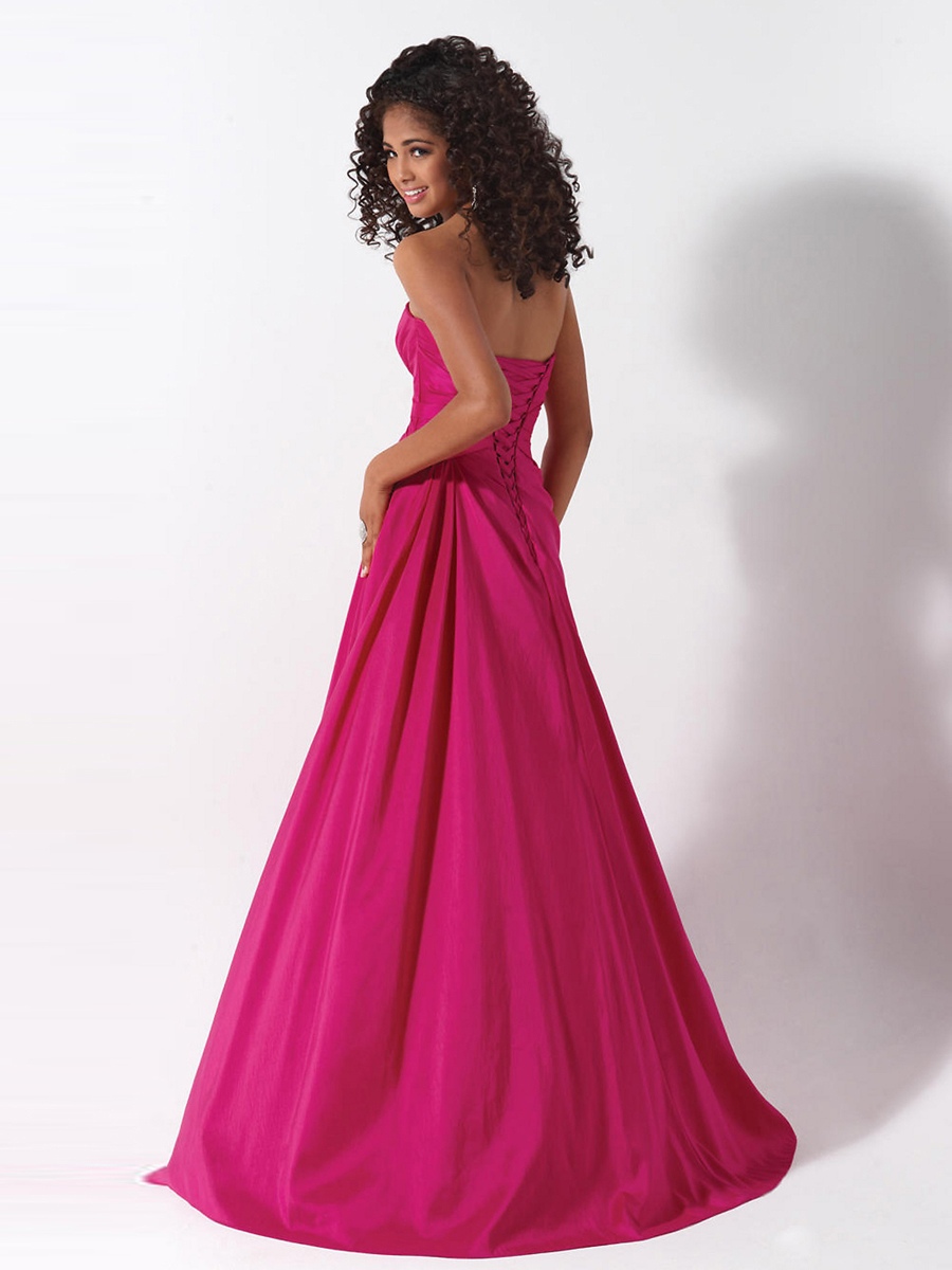 Taffeta Fuchsia A-Line Strapless Sweetheart Neckline Sleeveless Floor-Length Bridesmaids Dress
