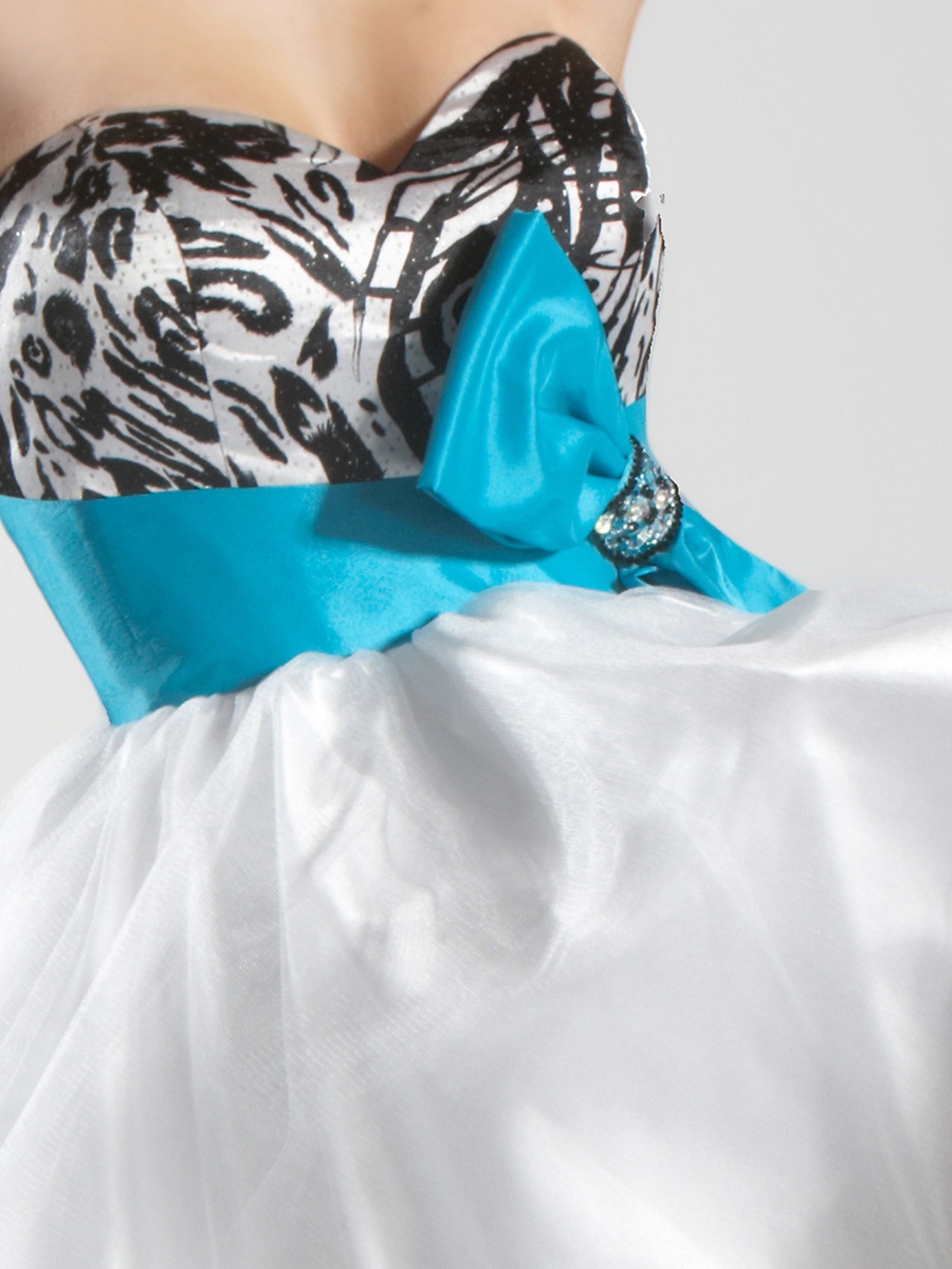Mini Ball robe corsage Imprimer Bow et Accent perlé avec taille empire