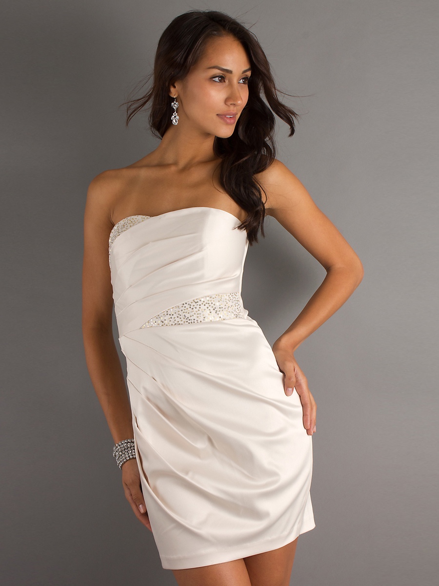 Taffeta A-Line Gown with A Strapless Neckline With Beaded Embroidery Wedding Dress