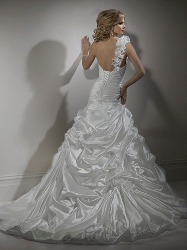 A-Line Taffeta Sweetheart Wedding Dress with One Shoulder