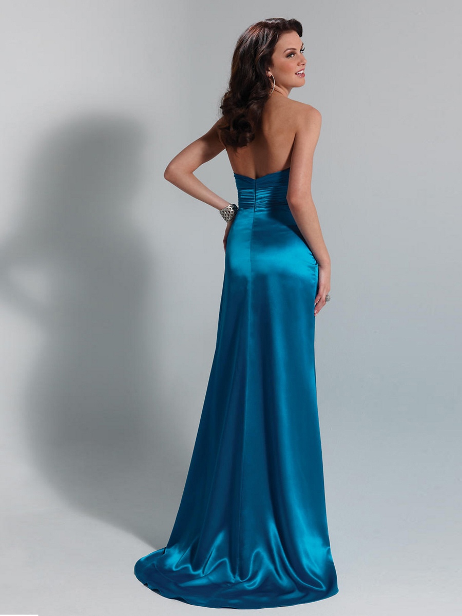 Sweetheart Plain Ice Blue elastico come la seta Satin Empire Bridesmaid Gown Style di Zipper