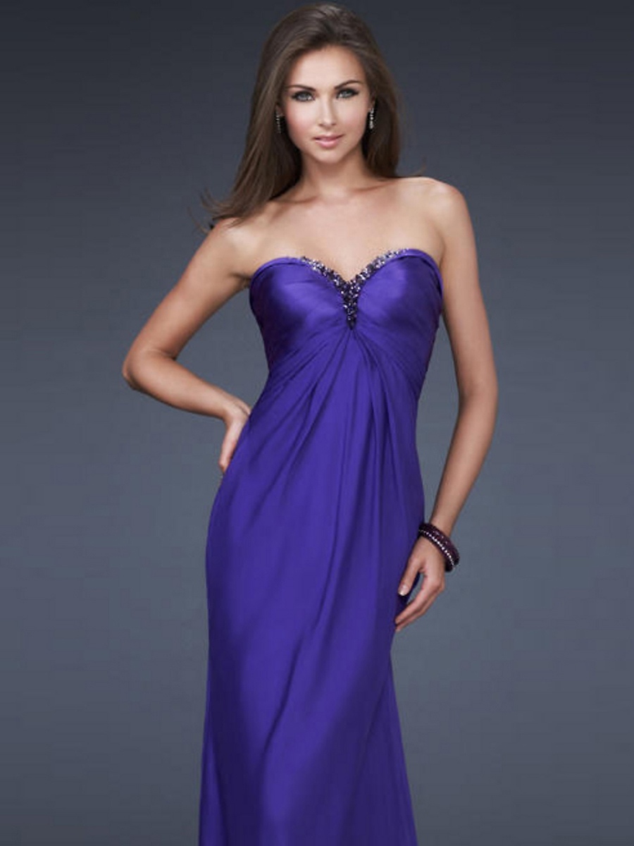 Strapless Satin Gown with Sweetheart Neckline and Cluster Beading Evening Dresses