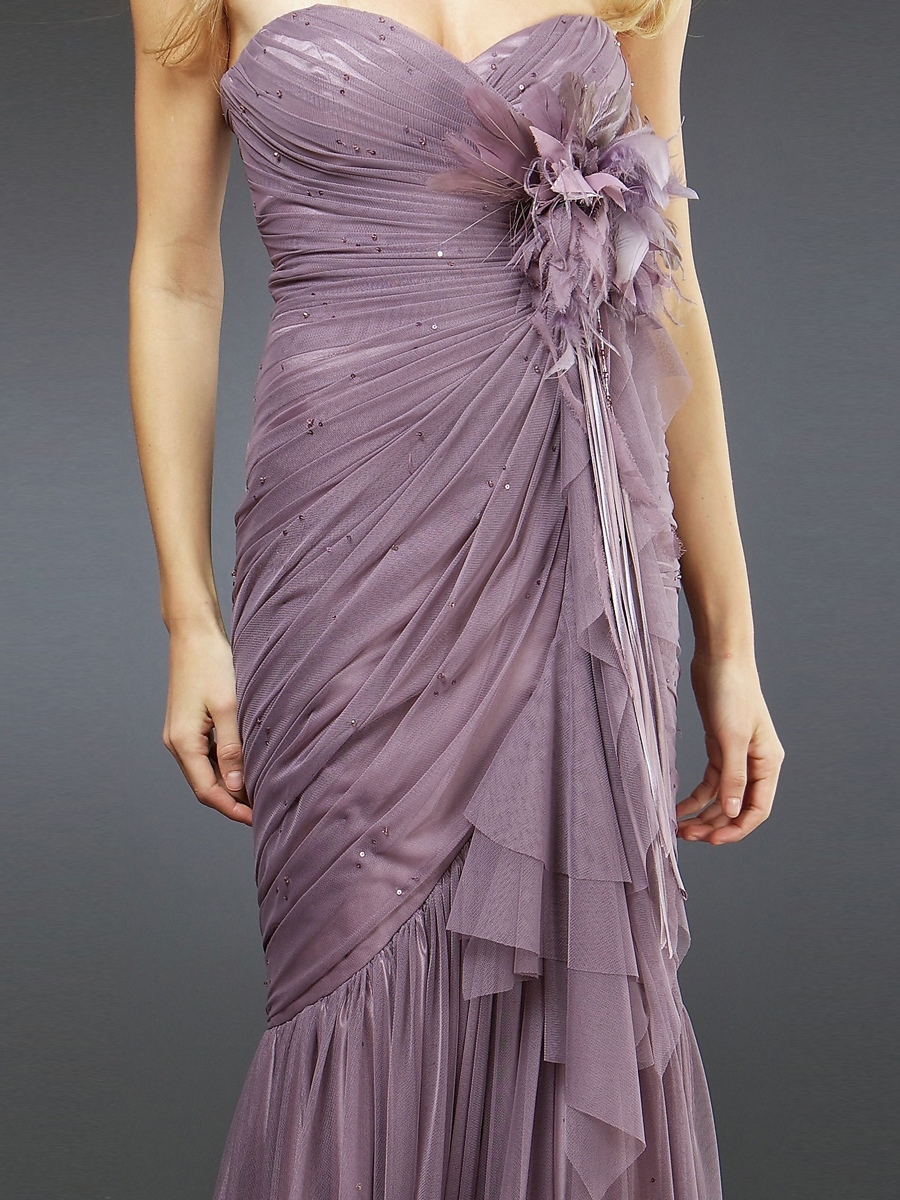 Cuello única vaina Novia piso-longitud del estilo Light Lavender vestido de dama de honor