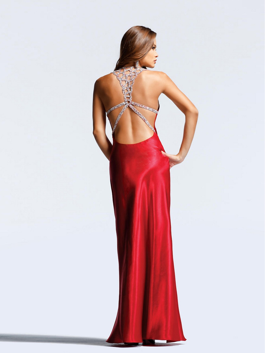 Gorgeous Empire Waistline Hot Red Deep V-neck and Floor Length Skirt Evening Dresses