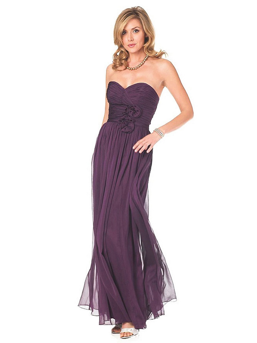 Elegant Purple Sweetheart Neckline Empire Waistline Flower Detail Evening Dresses