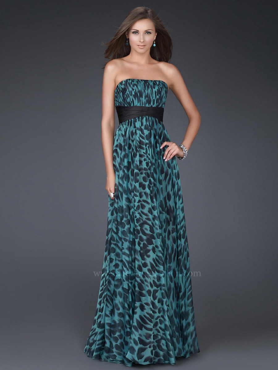 Incantevole senza spalline con stampa Leopard Floor Length Gown Empire Celebrity Style 2012