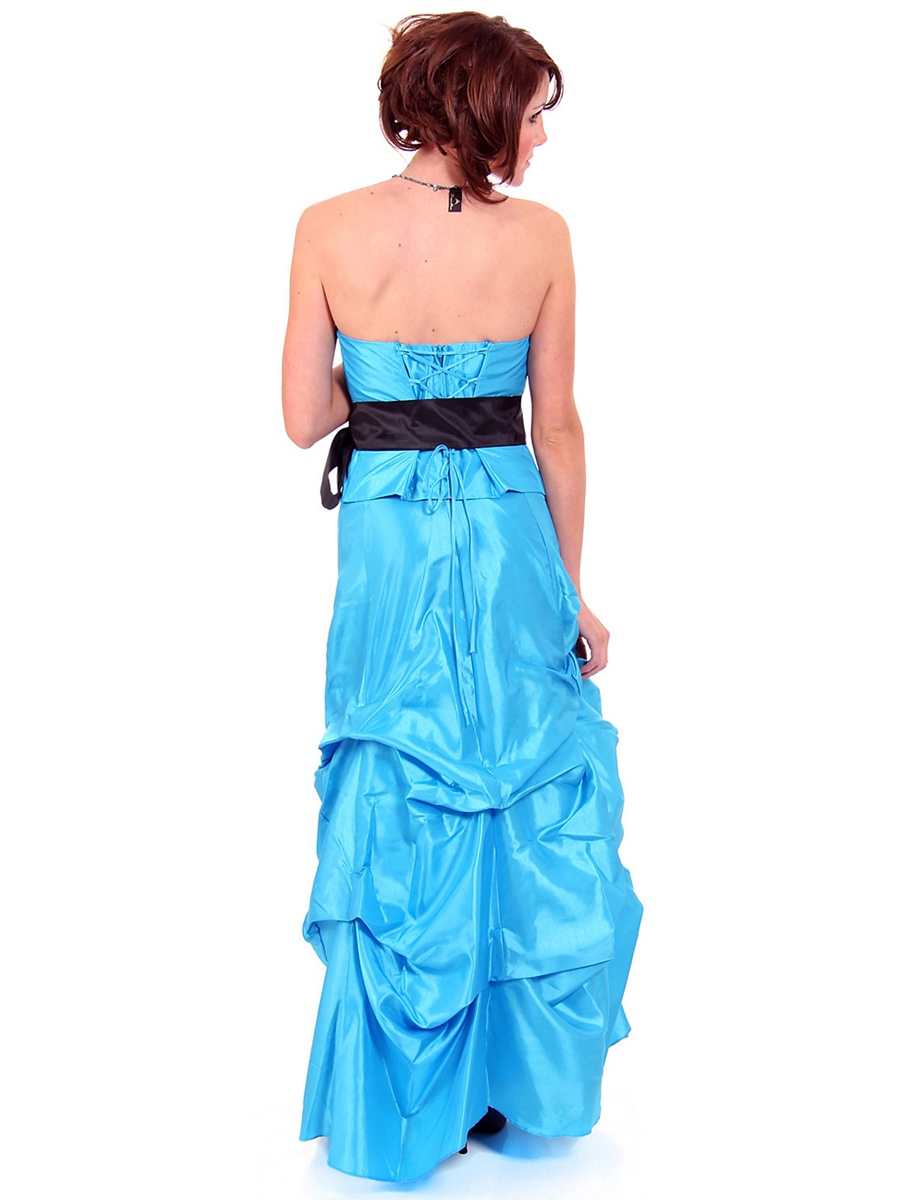 Voluminous Strapless Blue Silky Taffeta Ball Gown Mother of Brides Dress of Shawl