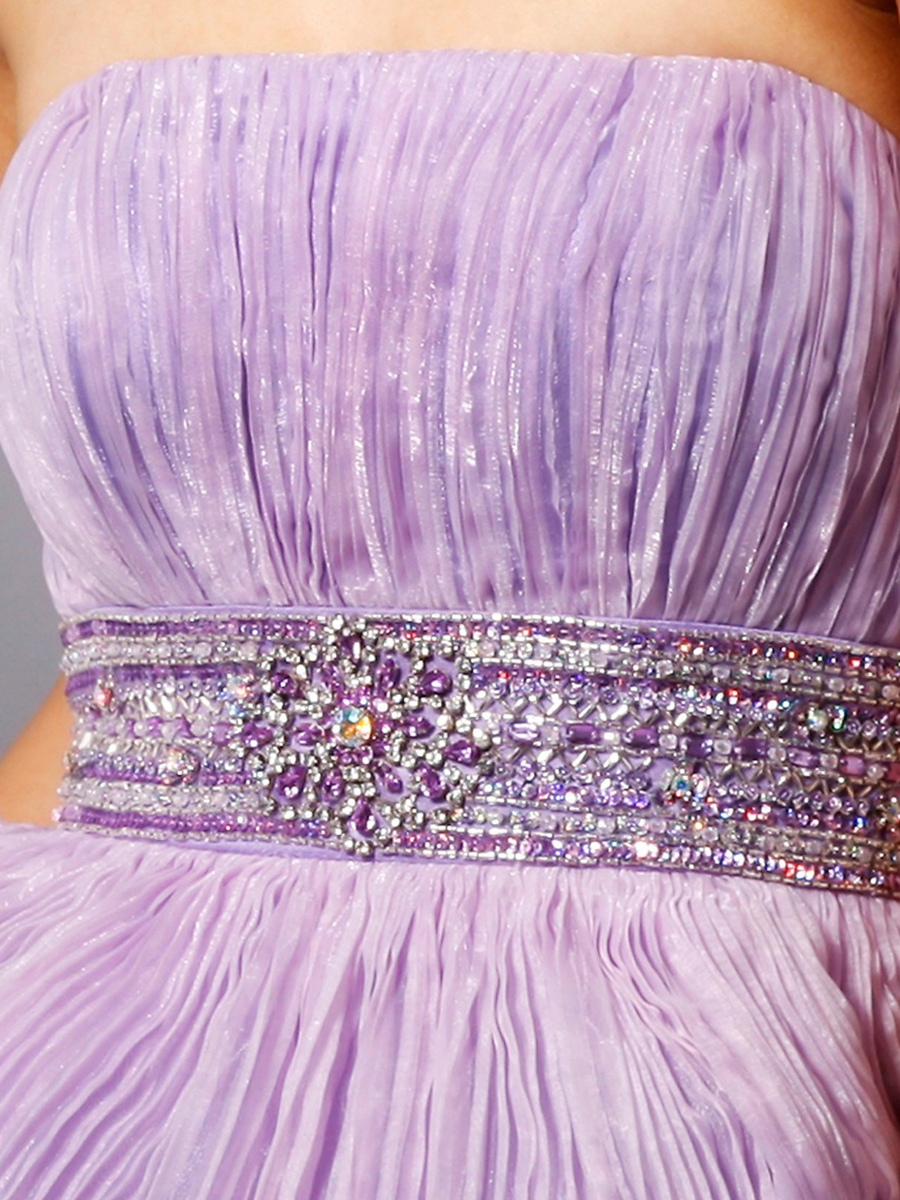 Fanciful Strapless Curto Comprimento Lavender Vestido de tule Homecoming frisada Banda 2012
