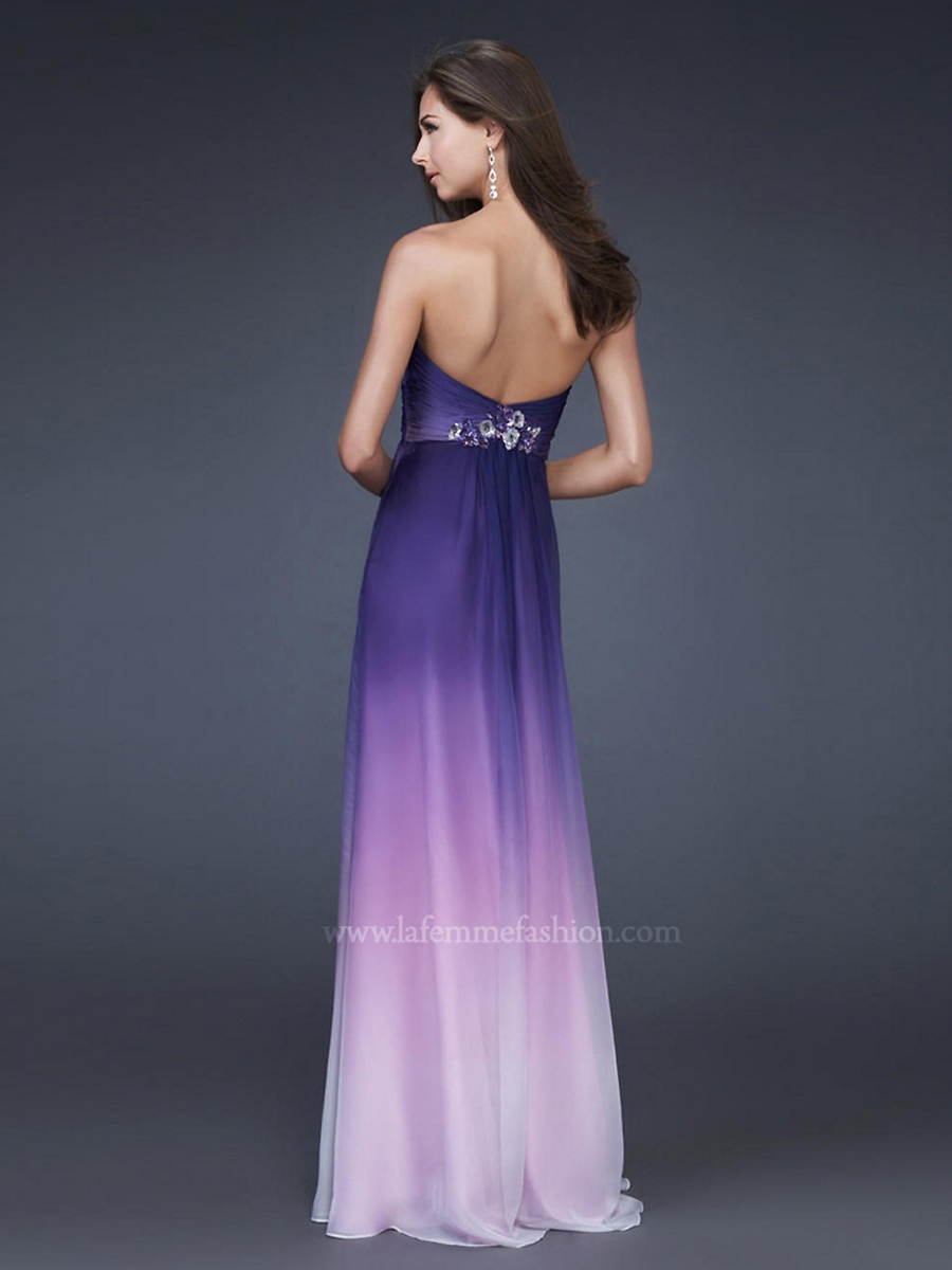 Ombre Strapless Sweetheart Neckline Empire Waist Full Length A-line Evening Dresses