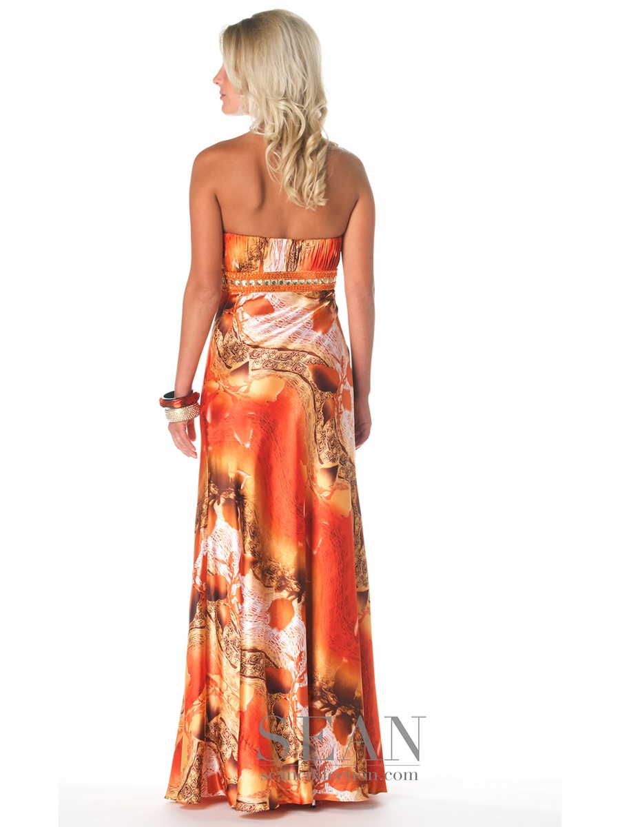 Column Style Floor Length Multi-Color Printed Diamante Embellished Celebrity Gown