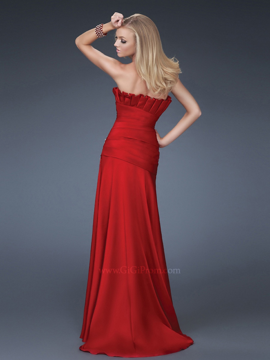 Venditore 2012 Red Hot Silky Satin Scalloped Neck Floor Length Gown Celebrity