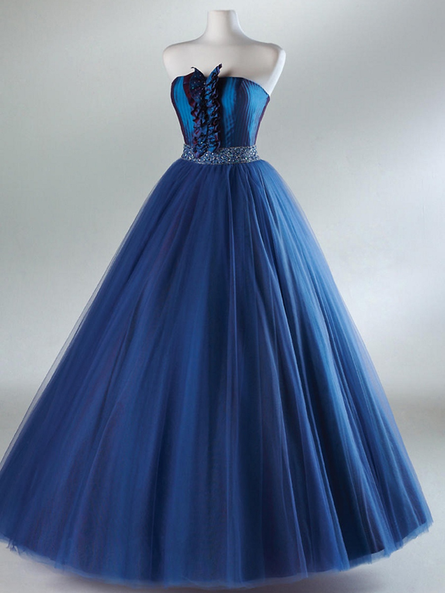 Marvelous Strapless Ball Gown Floor Length Fuchsia Satin and Tulle Quinceanera Dress
