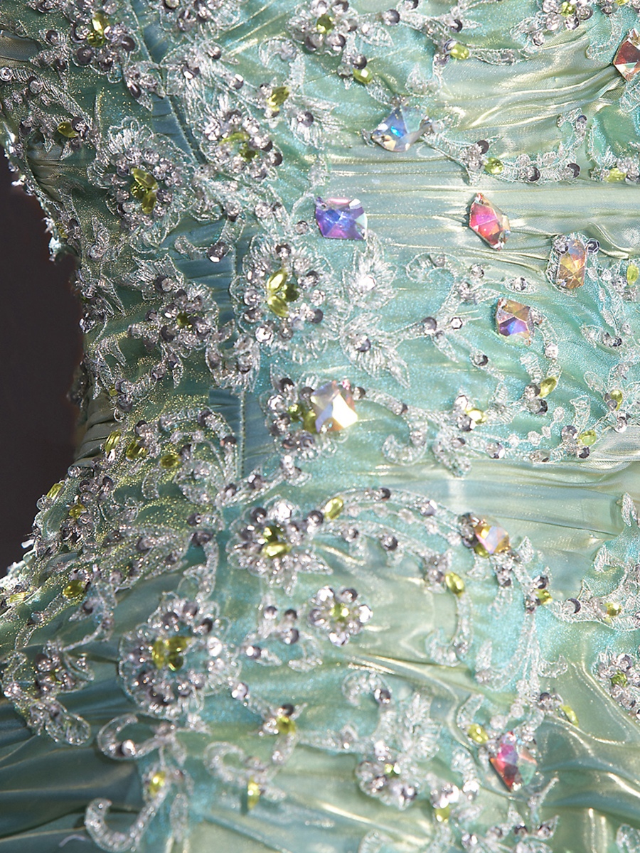 Maravilhosa Strapless Pescoço Sábio tafetá e organza Balão Pavimento Comprimento do vestido Quinceanera