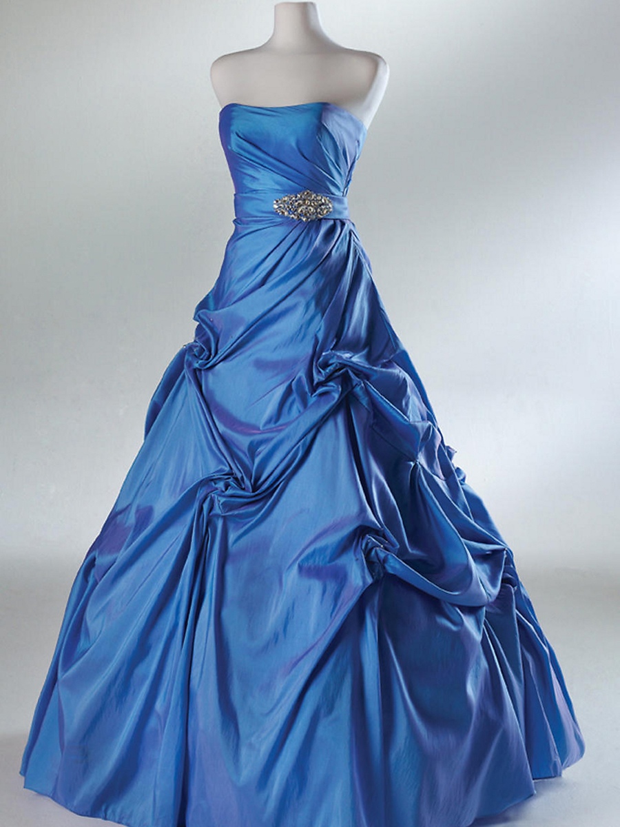 Spectacular Strapless Ball Gown Daffodil Taffeta Brooch Caught-Up Quinceanera Dress