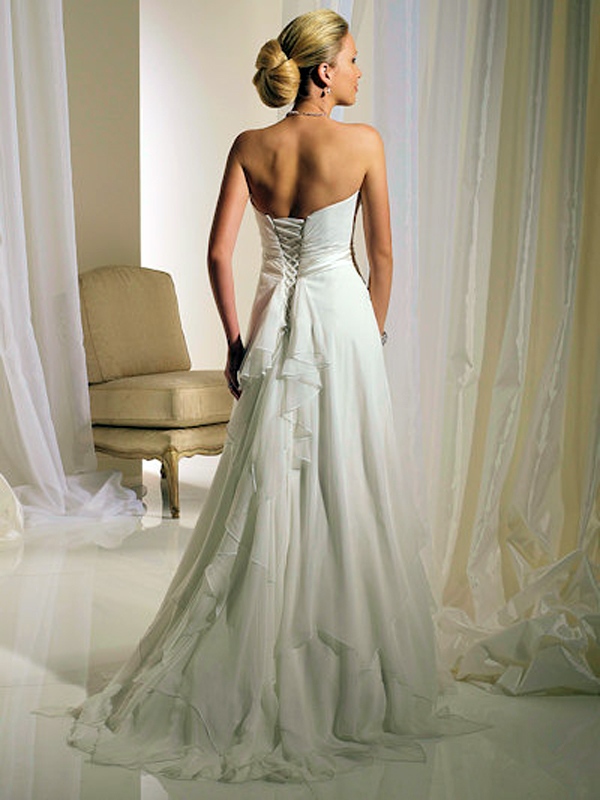 Evangeline Ruched and Draped Chiffon Nuptial Gown with Soft Layers