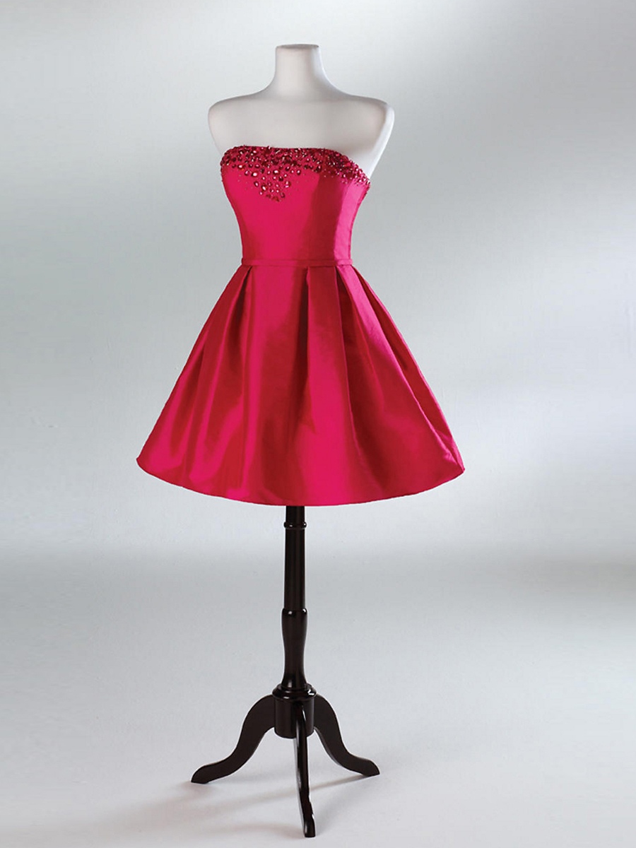 Очаровательны без бретелек бальное платье из бисера Мини Бюст Фиолетовый тафты платье невесты младший