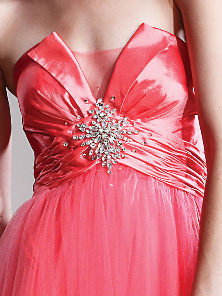 スイカタフタチュールはラインストラップビーズApliquesの装飾Quinceaneraのウェディングドレス