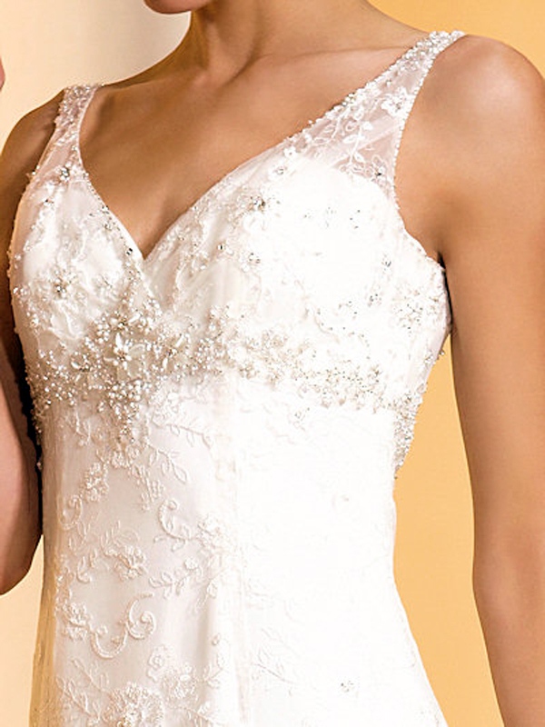 Платье венчания шнурка V-Шеи милой оболочки облегченное