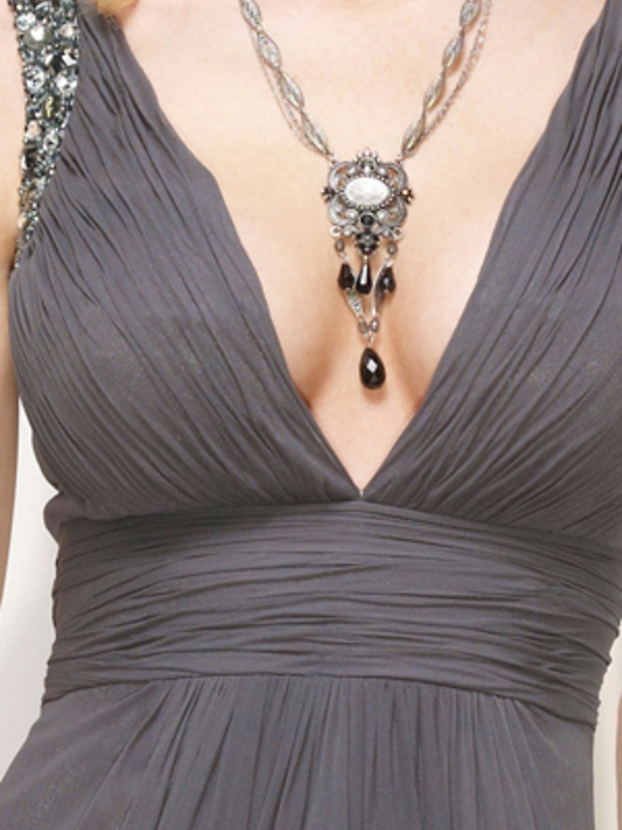 Mantel Kurz Länge mit V-Ausschnitt Chiffon Perlen Silber Side Arm Junior Brautjungfer Kleid