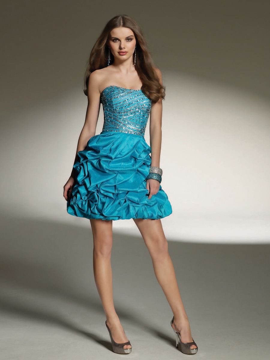 Charming Sleeveless Strapless Neckline Sequined Bodice Pick-up Short Length Homecoming Dresses