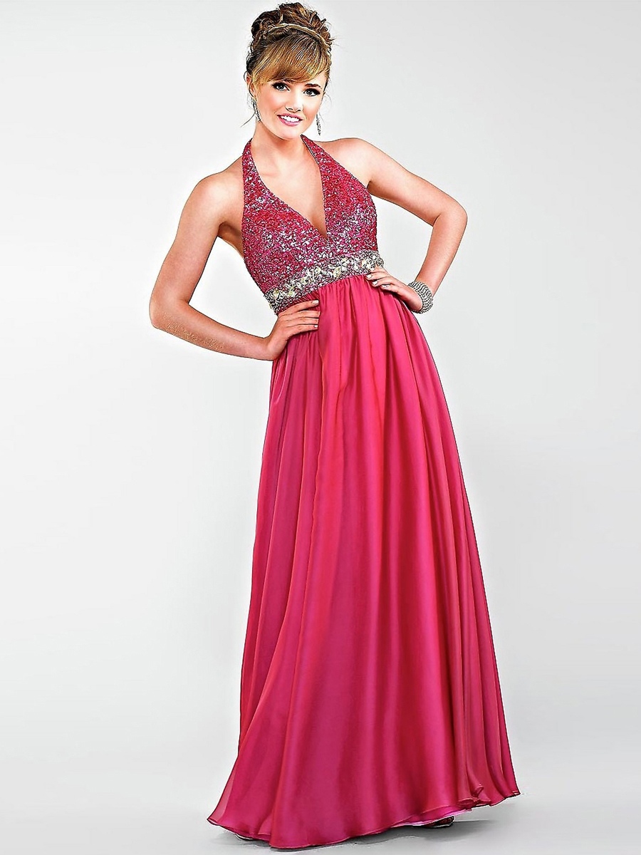 Gorgeous Deep V-Neck Silver Floor Length Sequined Bodice and Satin Skirt Celebrity Outwear